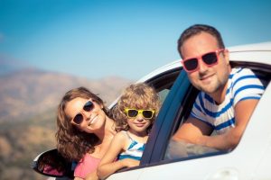 bank holidays family in car